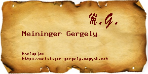 Meininger Gergely névjegykártya
